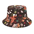 Colorful mushroom print bucket hat for outdoor sun protection, unisex cartoon fishing cap - M (56-58cm) / Dark Coffee Colorful Mushroom Print Style (5#)
