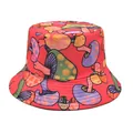 Vibrant red bucket hat featuring colorful cartoon mushroom all-over print - M (56-58cm) / Red Colorful Cartoon Mushroom Print Style (32#)