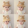 Cappello di paglia per neonati con orecchie da orso e rete traspirante per l'estate - Taglia neonato / Orecchie da orso 3D / caffè