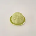 Detail view of breathable knitted texture on light green infant sun hat for summer - Infant Size / Plain Style / Green