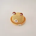 Cappello di paglia giallo traspirante per neonati con graziose orecchie e viso di orso - Taglia neonato / Orecchie da orso 3D / Giallo