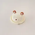 Cappello da sole in paglia traspirante per neonati con graziose orecchie da orso - Taglia neonato / Orecchie da orso 3D / Bianco