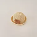 Breathable baby straw sun hat with cute bear ornament for summer beach sun protection. - Infant Size / Bear / Beige