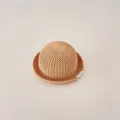 Korean style breathable woven straw sun hat for infants and children in natural tan color - Infant Size / Plain Style / Coffee
