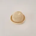 Breathable beige crochet straw sun hat for infants and toddlers summer beach wear - Infant Size / Plain Style / Beige
