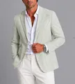 Men's slim fit striped leisure blazer in light green and white seersucker style - 3XL / Top (Pale Green and White Fine Stripe Style (XF57-Light Green)) / Pale Green