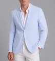 Men's slim fit single breasted blazer in light blue and white pinstripe pattern - 3XL / Top (Blue and White Fine Stripe Style (XF57-Sky Blue)) / Sky Blue
