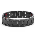 Bracciale magnetico da uomo in acciaio inossidabile nero con maglie esagonali - Nero