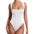 Body bianco senza maniche con scollo quadrato e taglio alto per donna estiva - XS / Bianco