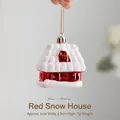 Weihnachtsanhänger rotes Schneehaus Deko Aufhänger Größe 6x6,5cm Gewicht 7g - Rotes verschneites Haus