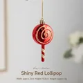 Roter Weihnachts-Lutscher mit Goldglitzer-Spirale, Größe 5x10,5cm und 6g Gewicht - Hellroter Lutscher