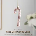 Roségoldener Weihnachts-Zuckerstangen-Anhänger mit weißen Glitzerstreifen und Kordel - Roségold Zuckerstange