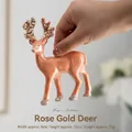 Rose gold Christmas deer ornament with glitter and beads, size 8x12cm for holiday decor - Rose Gold Deer