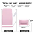 DIY handmade cherry pink leather coin purse kit with pre-punched pieces and tools - Sakura Pink