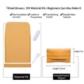 DIY handmade khaki leather coin purse kit including precut materials and sewing tools - Khaki Brown