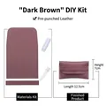 DIY handmade mini leather wallet kit in dark brown with needles and sewing threads - Dark Brown