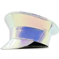 Holografische Marine-Mütze mit schillerndem Metalleffekt und breitem Visier - L (58-60cm) / AB Weiß