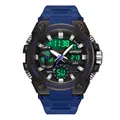 Orologio sportivo SANDA blu e nero alla moda con display digitale e analogico luminoso - 3311 Blu Reale