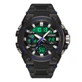 Orologio sportivo SANDA impermeabile a doppio display con retroilluminazione LED verde - 3311 Nero Blu