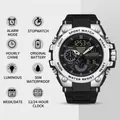 Orologio sportivo digitale multifunzione SANDA con display luminoso e impermeabile 50M - 3302 Nero Argento