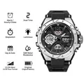 Orologio digitale sportivo SANDA con doppio fuso orario display luminoso - 6008 Nero Argento (Uomini)