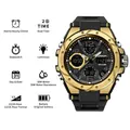 Orologio sportivo SANDA oro e nero a doppio display con quadrante luminoso e cinturino - 6008 Nero Oro (Uomini)