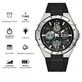 Orologio sportivo luminoso multifunzione SANDA con cassa argento e cinturino nero - 6062 Nero Argento (Donne)