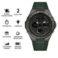 Orologio digitale SANDA da donna con cinturino in silicone verde e doppio display - 6062 Nero Verde (Donne)