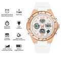 Orologio digitale multifunzione SANDA da donna con cinturino bianco e cassa oro rosa - 6062 Bianco Oro Rosa (Donne)