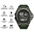 Orologio sportivo SANDA elegante a doppio display, impermeabile 50m e quadrante luminoso - 6024 Nero Verde (Uomini)