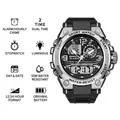 Orologio sportivo digitale multifunzione SANDA con display luminoso e 50m impermeabile - 6024 Nero Argento (Uomini)