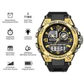 Orologio sportivo digitale impermeabile SANDA con display LED doppio fuso orario - 6024 Nero Oro (Uomini)