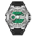 Orologio sportivo SANDA impermeabile a doppio display con quadrante luminoso - 6092 Nero Argento (Uomini)