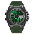 Orologio digitale sportivo multifunzionale SANDA verde militare con display luminoso - 6092 Nero Verde (Uomini)
