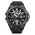 Orologio sportivo elettronico multifunzionale SANDA nero con luce LED e impermeabilità 50M - 3313 Nero Bianco