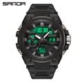 Orologio sportivo nero SANDA con doppio display, quadrante luminoso e luce LED - 3311 Tutto Nero