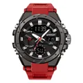 Orologio sportivo rosso con doppio display analogico-digitale impermeabile 50m - 3313 Rosso