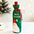 Festive green Christmas wine bottle cover featuring Santa Claus and Merry Christmas text - Sequined Green Cover - Santa Claus / Green