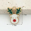 Charme renne de Noël en émail pour la fabrication de bijoux DIY, 1,7 cm x 1,3 cm - Face Blanche Bois Verts (1.3cm x 1.7cm)