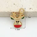 Gold-toned Christmas reindeer charm with red nose enamel detail for DIY jewelry craft. - Reindeer Head (1.2cm x 1.7cm)