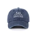 Vintage navy blue washed cotton baseball cap with white 'BIG BROTHER' embroidery detail - Adjustable / Navy Blue Big Brother