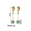 Élégantes boucles d'oreilles pendantes en acier inoxydable avec fleurs en perles - Vert
