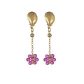 Boucles d'oreilles coquillage en acier inoxydable doré avec fleurs en perles violettes - Rose Rouge