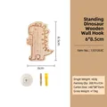 Dinosaur-shaped wooden wall hook and cabinet handle, creative wood decor, size 6x8.5cm - Standing Dinosaur Wood Hook
