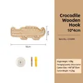 Handcrafted crocodile-shaped natural wood wall hook and cabinet handle, size 10x4cm - Crocodile Wood Hook