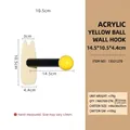 Modern acrylic yellow ball wall rack with detailed size and weight measurements - Wood Acrylic Yellow Ball Wall Hook