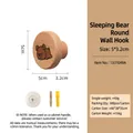 Round decorative solid wood wall hook featuring a cute sleeping bear design for home - Sleeping Bear Wood Hook