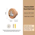 Creative round wooden wall hook featuring cute sleeping bunny design, size 5x3.2cm - Sleeping Rabbit Wood Hook