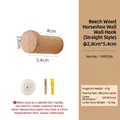Beechwood horseshoe wall hook with mounting hardware and screws, natural wood finish - Beech Wood Horseshoe Hook