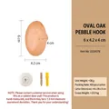 Oval beech wood wall hook cobblestone style with dimensions and mounting hardware - Oval Beech Wood Pebble Hook